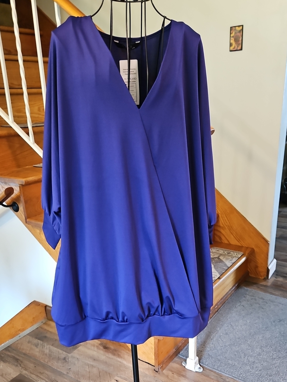 👚IN'VOLAND Women's Violet Surplice V-Neck Tunic Top
